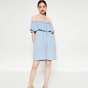 Zara chambray sleeveless shift dress